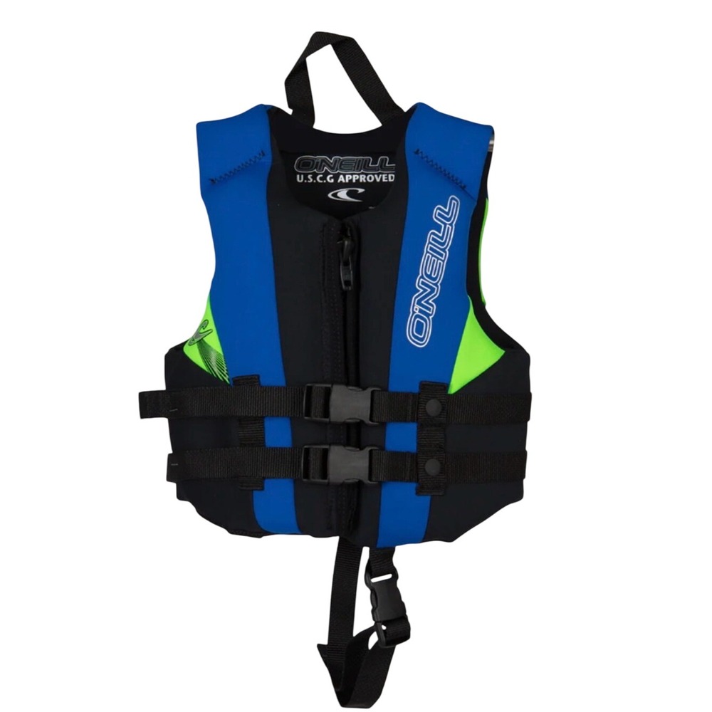 O'Neill Child Life Vest Blue Green USCG Approved Type III PFD 30-50 lbs 3306